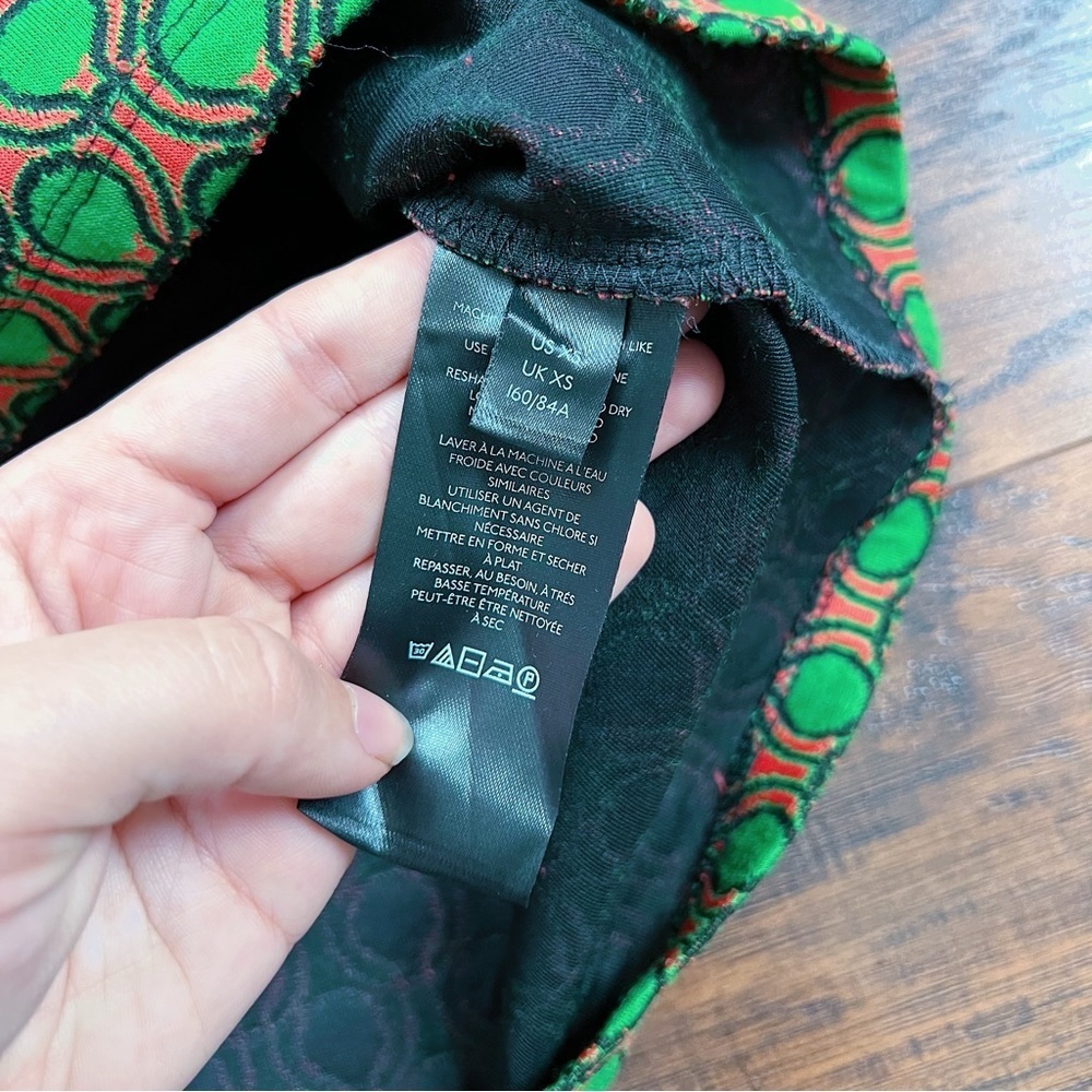 Maeve • Anthropologie Jacquard Shift Mini Dress green orange dots retro mod - Picture 8 of 14